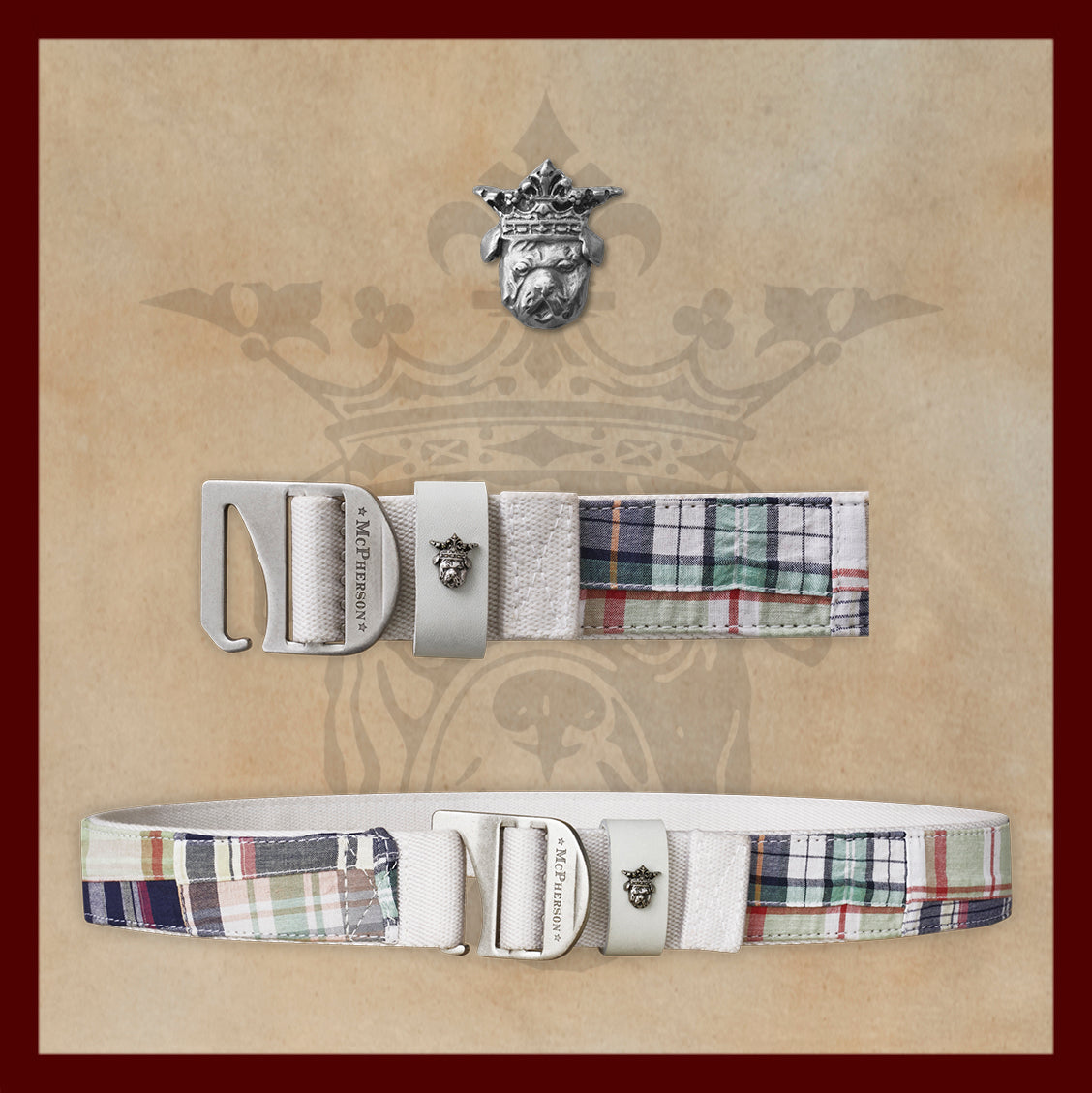 Tank Navy and White Cotton Plaid Utility Belt