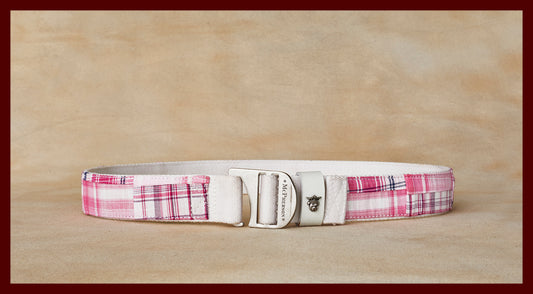 Tank Pink and White Cotton Plaid Utility Belt