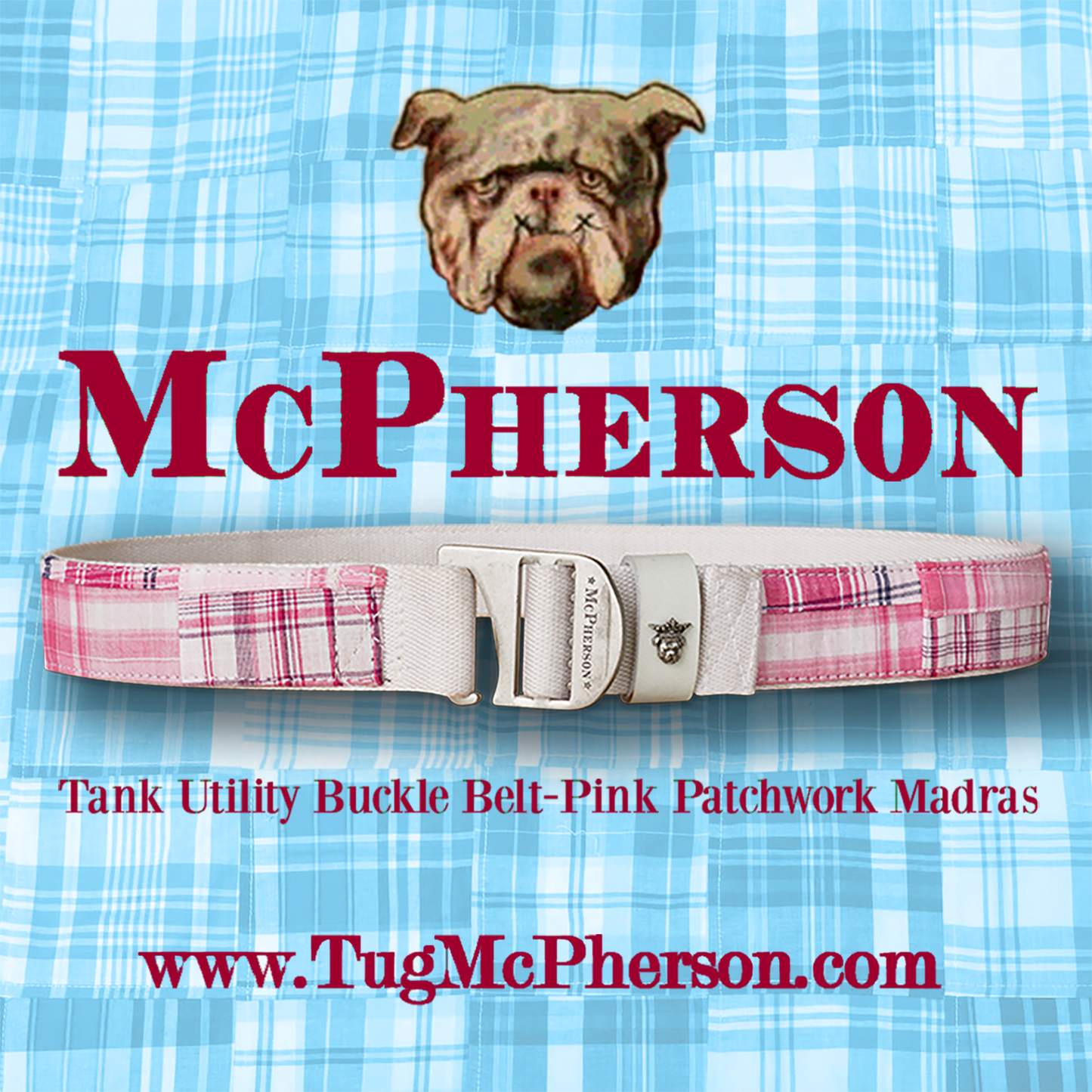 Tank Pink and White Cotton Plaid Utility Belt