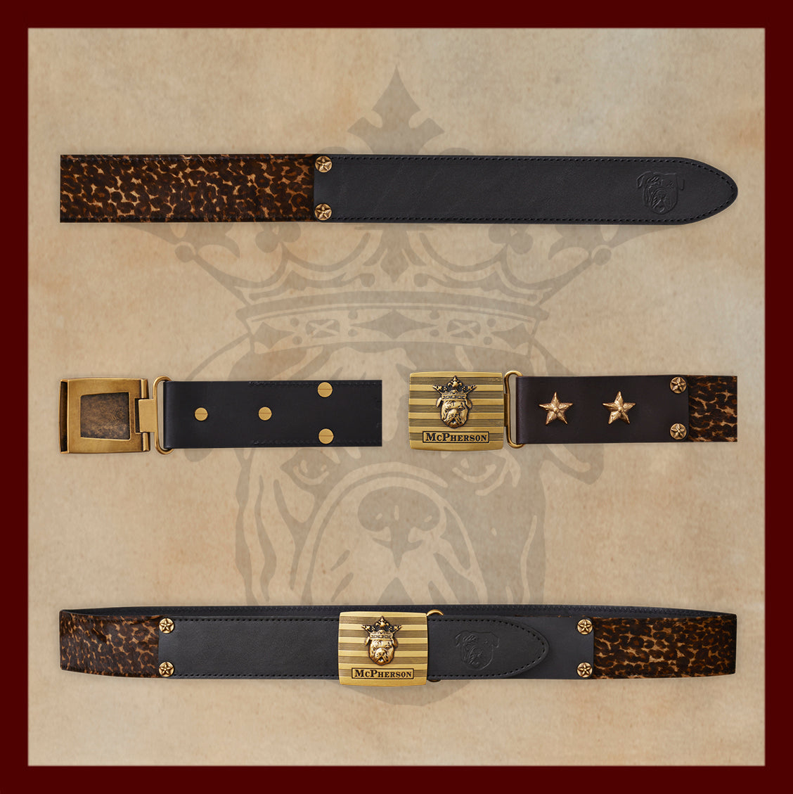Tug's Dark Leopard Leather Engineer Belt