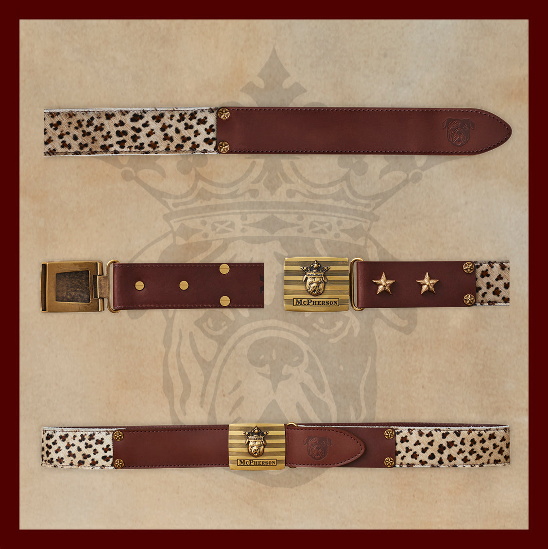 Tug's Light Leopard Leather Engineer Belt