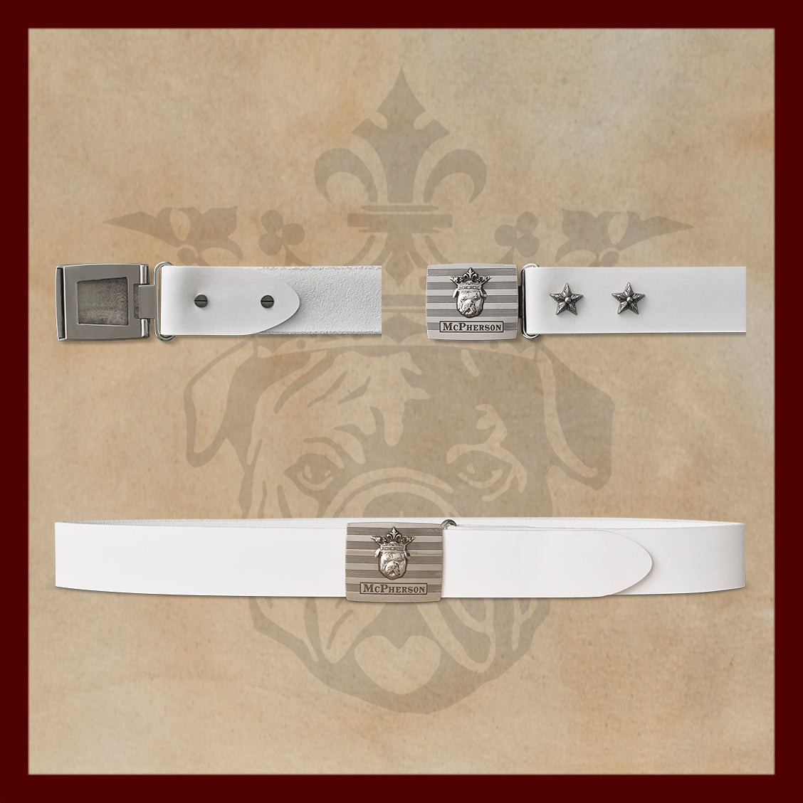 Tug's White Leather Engineer Belt