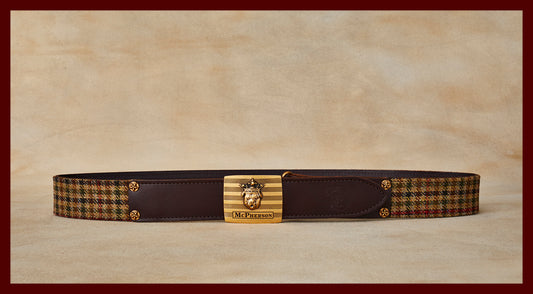 Tug's Brown Wool Check Leather Engineer Belt