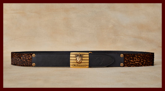 Tug's Dark Leopard Leather Engineer Belt