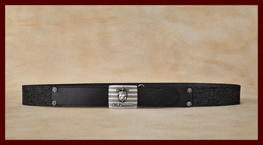 Tug's Gray Wool Herringbone Leather Engineer Belt