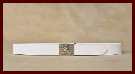 Tug's White Leather Engineer Belt