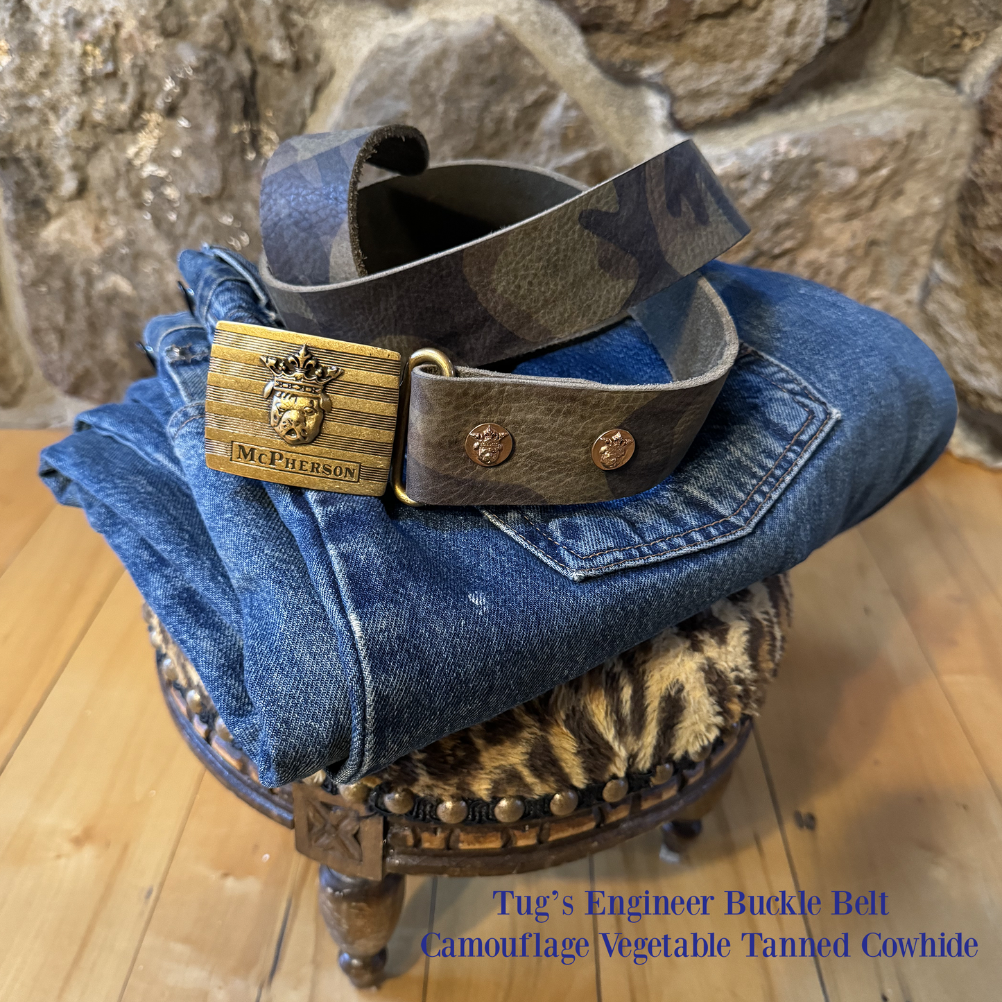 Tug's Camouflage Leather Engineer Belt