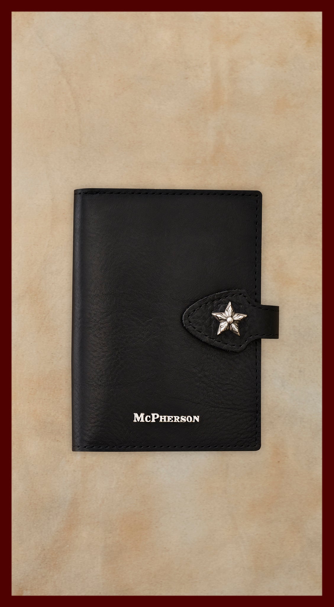 Butch Passport Wallet Vegetable Tanned Cowhide-Black