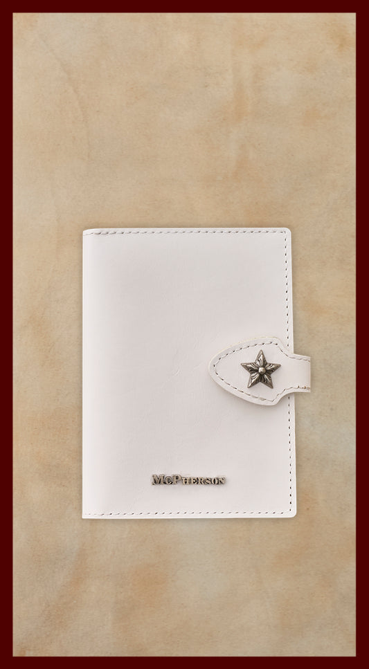 Butch White Leather Passport Wallet