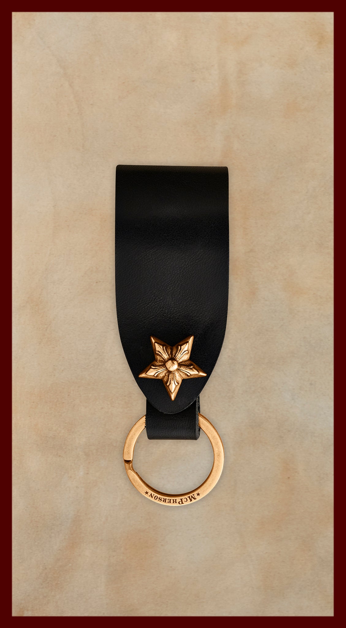 Laddie Belt Loop Ring Vegetable Tanned Cowhide-Black-Gold Hardware