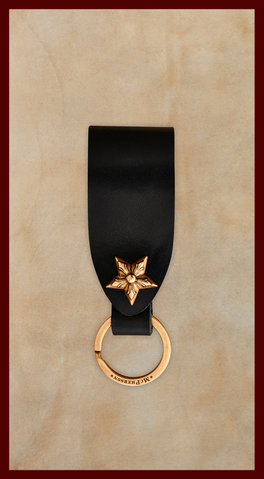 Laddie Black Leather Belt Loop-Gold Ring