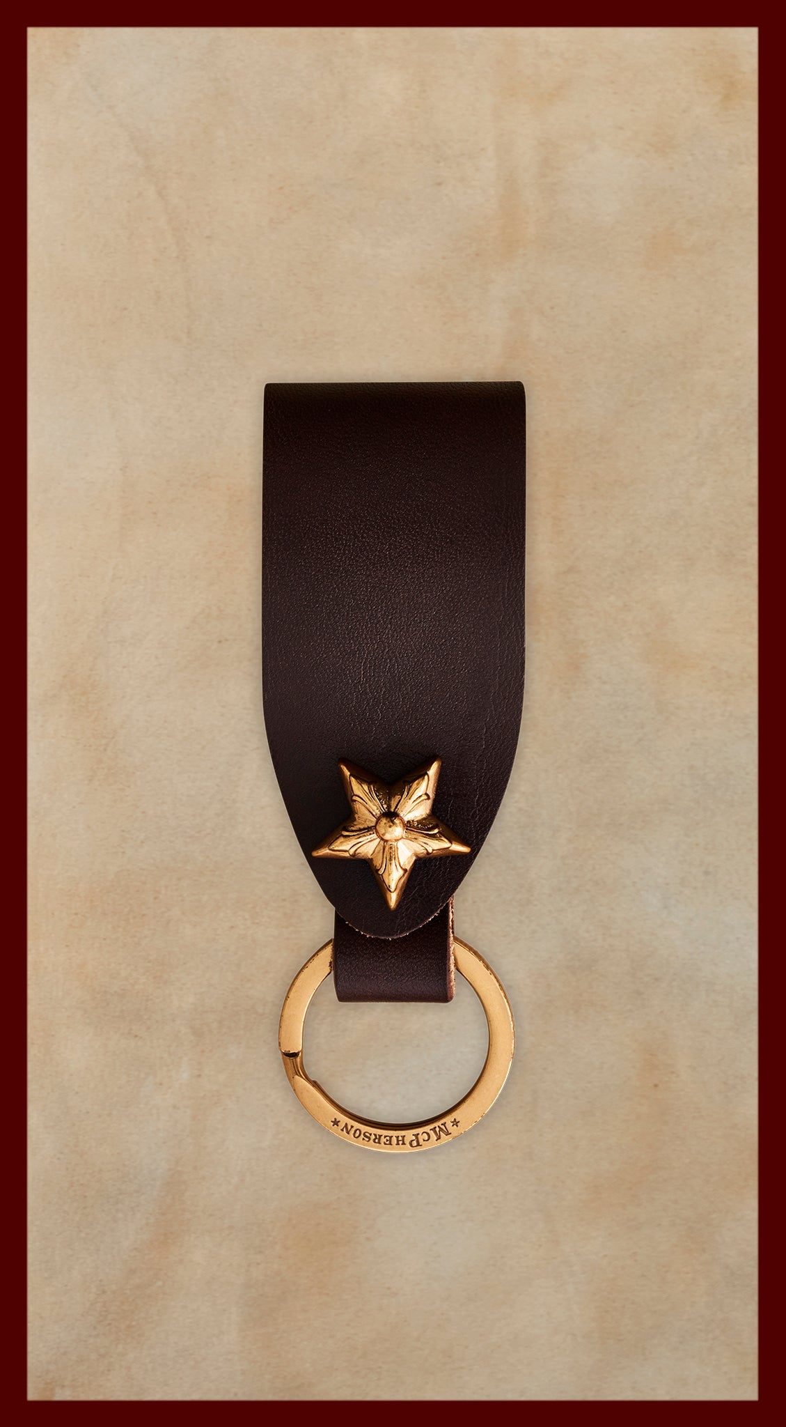 Laddie Belt Loop Ring Vegetable Tanned Cowhide-Dark Brown-Gold Hardware