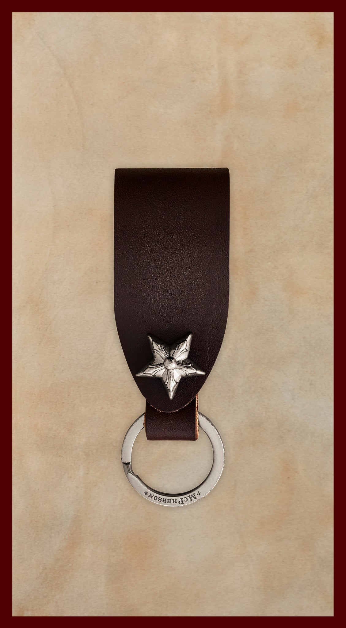 Laddie Belt Loop Ring Vegetable Tanned Cowhide-Dark Brown-Sliver Hardware