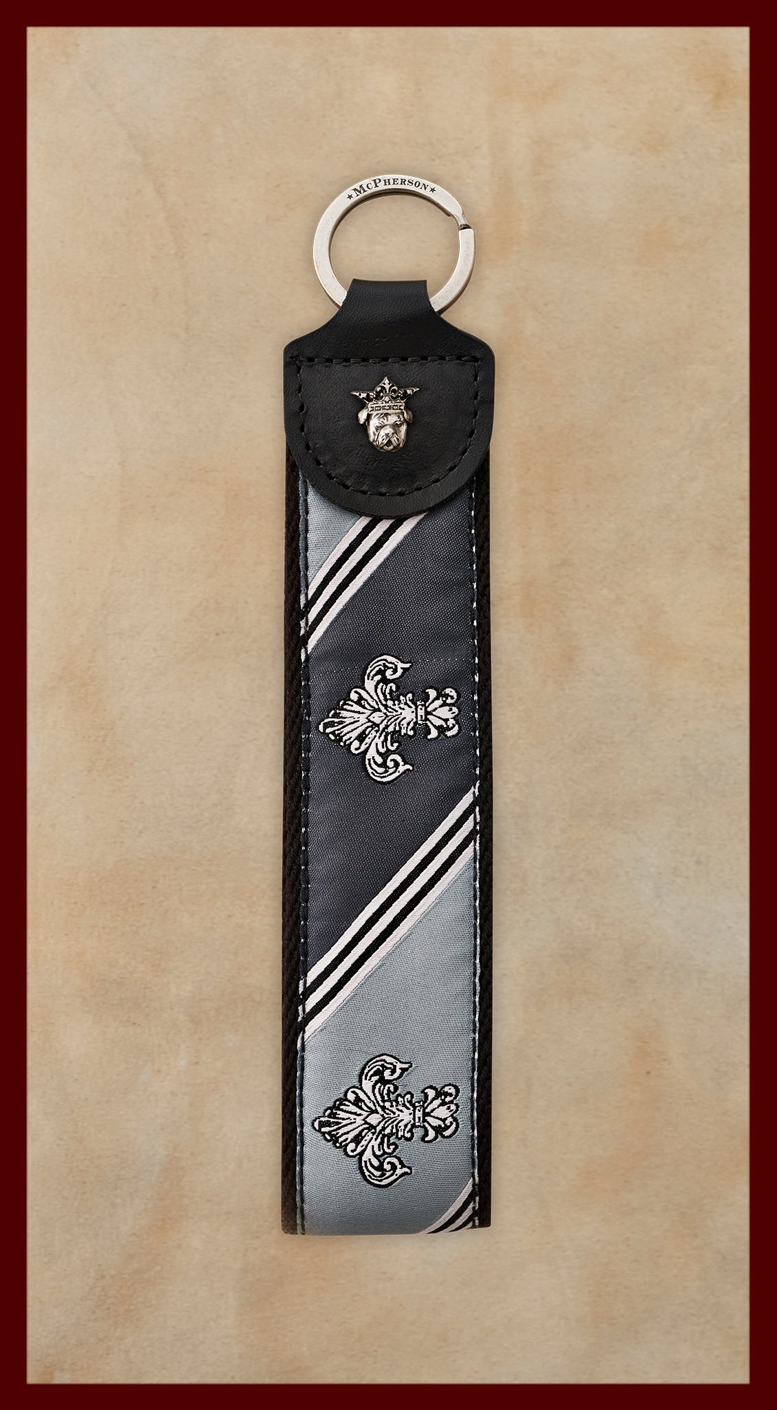 Porter Key Fob Woven Jacquard-Fleur de Lis