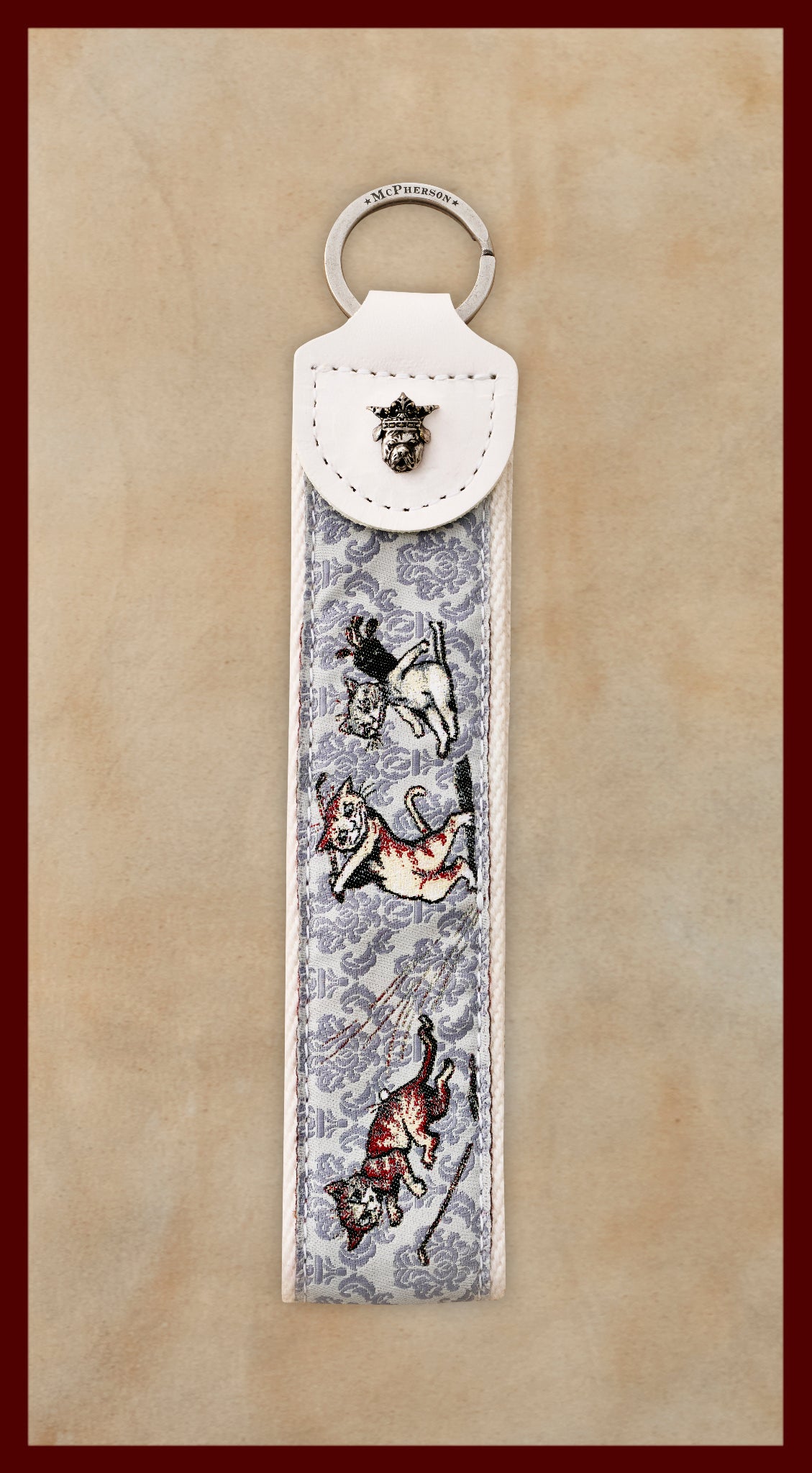 Porter Key Fob Woven Jacquard-Golfing Cats