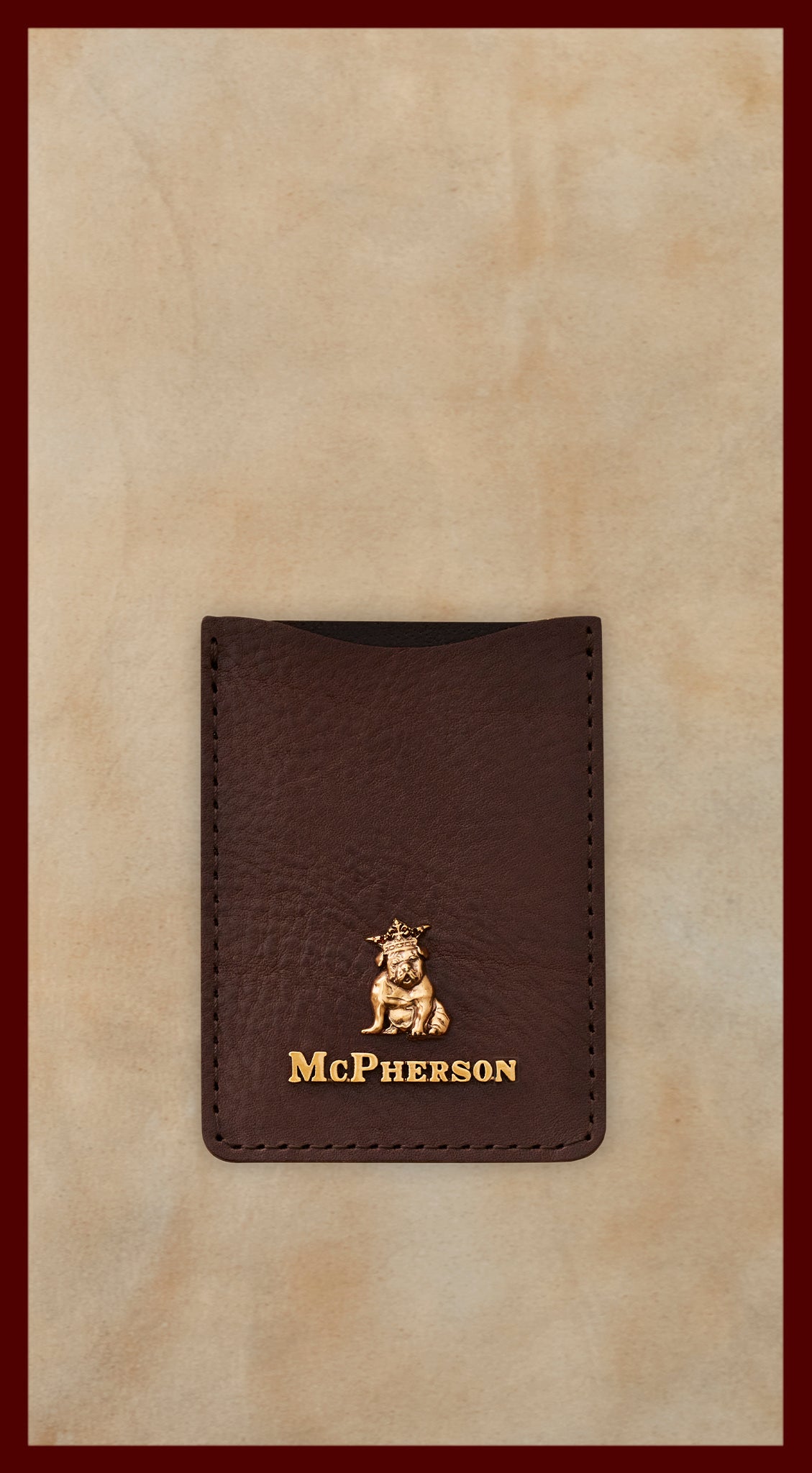Spike Card Case Vegetable Tanned Cowhide-Dark Brown