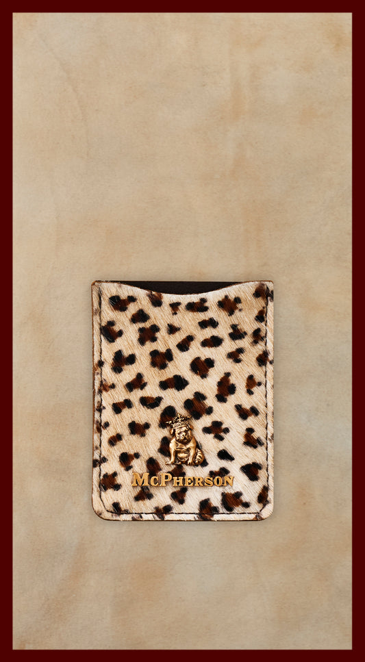 Spike Light Leopard Leather Card Case