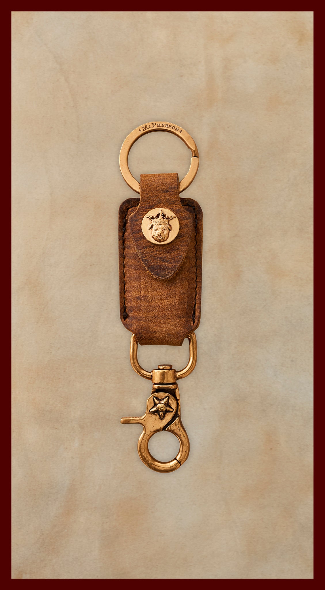 Tilman Valet Key Clip Distressed Nubuck Cowhide-Chestnut
