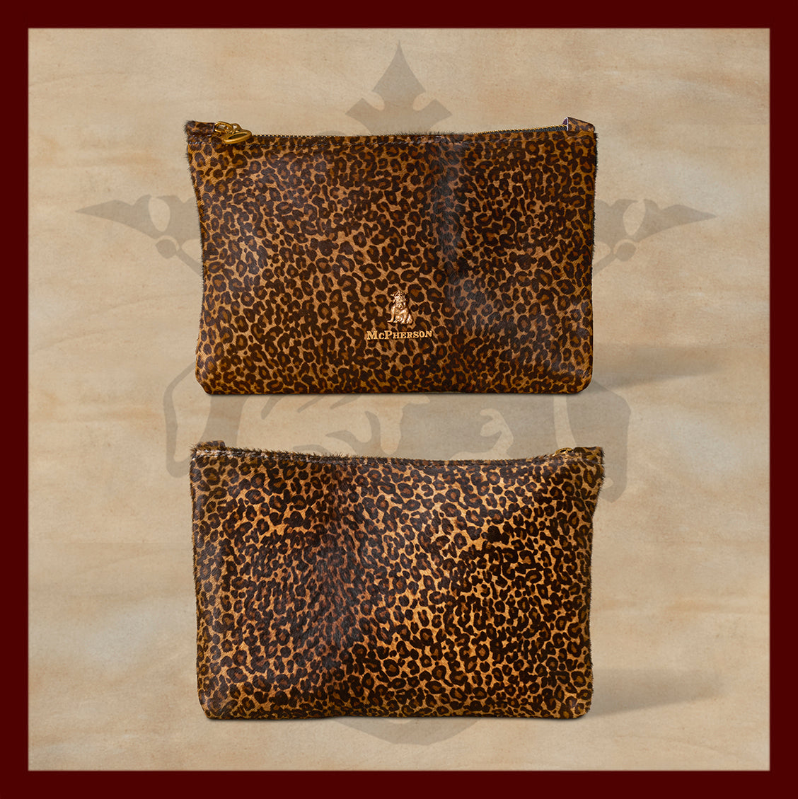 Axel Dark Leopard Leather Print Valuables Pouch