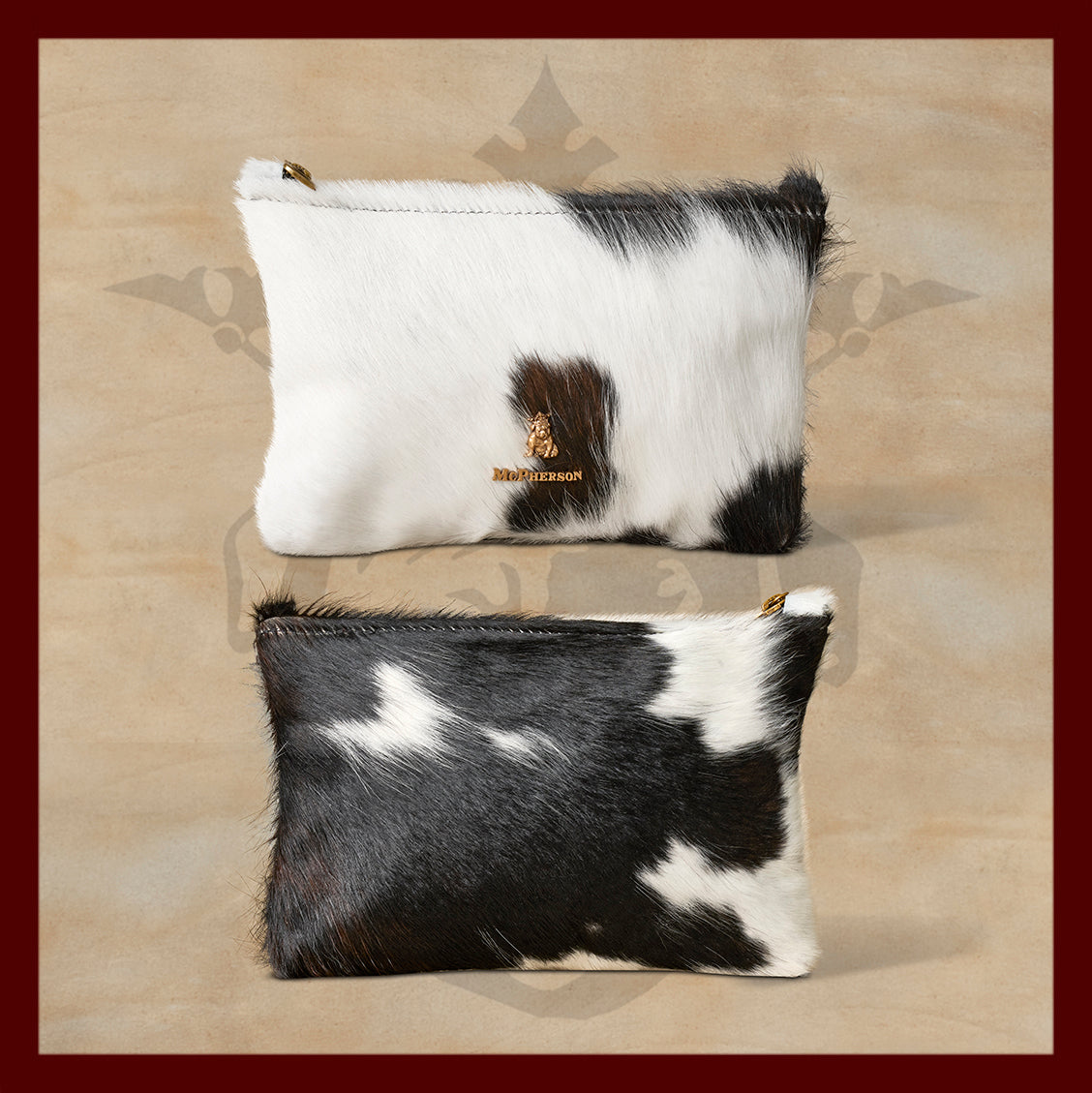 Axel Cow Print Leather Valuables Pouch