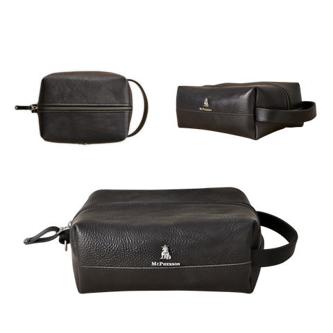Baxter Toiletry Case Vegetable Tanned Cowhide-Black