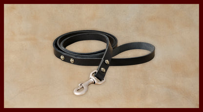 Bubba Black Leather Dog Leash-Small