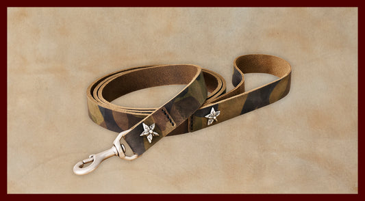 Bubba Dog Leash Vegetable Tanned Cowhide-Camouflage Large