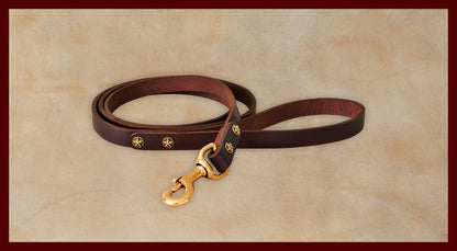 Bubba Dark Brown Leather Dog Leash-Small
