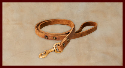 Bubba Chestnut Leather Dog Leash-Small