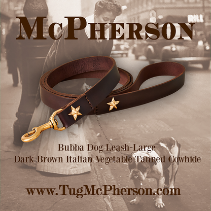 Bubba  Dark Brown Leather Dog Leash-Large