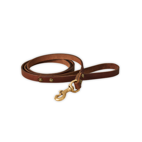 Bubba Dog Leash Vegetable Tanned Cowhide-Medium Brown Small