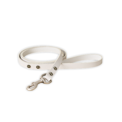 Bubba Dog Leash Vegetable Tanned Cowhide-White Small