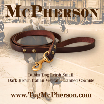 Bubba Dark Brown Leather Dog Leash-Small