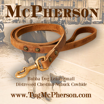 Bubba Chestnut Leather Dog Leash-Small