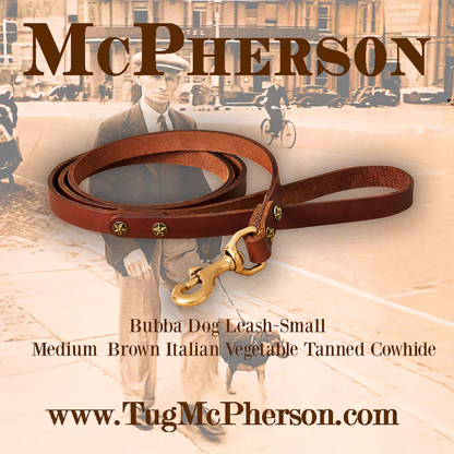 Bubba Medium Brown Leather Dog Leash-Small