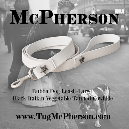 Bubba White Leather Dog Leash-Large