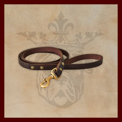 Bubba Dark Brown Leather Dog Leash-Small