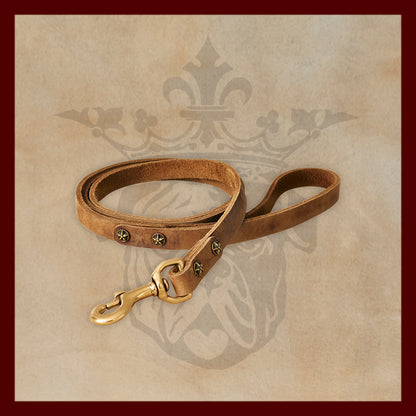 Bubba Chestnut Leather Dog Leash-Small