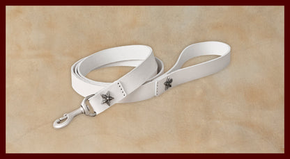 Bubba White Leather Dog Leash-Large