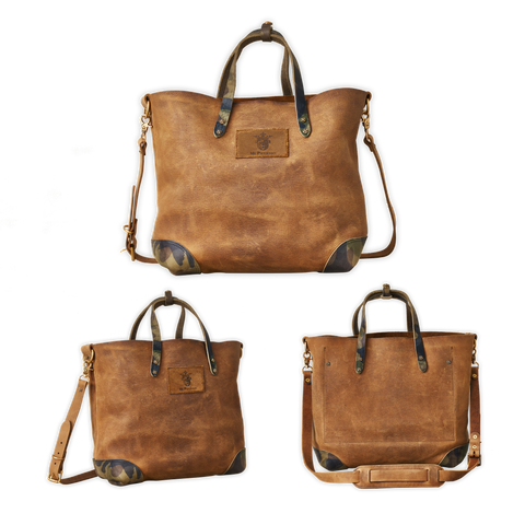 Daisy Ranch Hand Tote Distressed Nubuck Cowhide-Chestnut