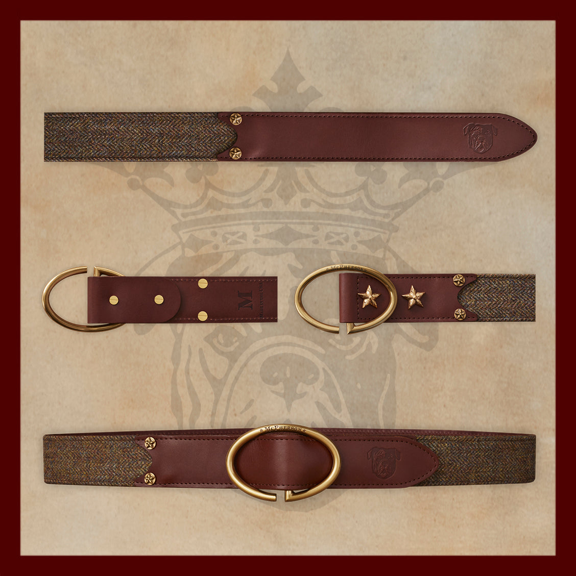 Rufus Elliptic Brown Scottish Wool Herringbone Leather Belt