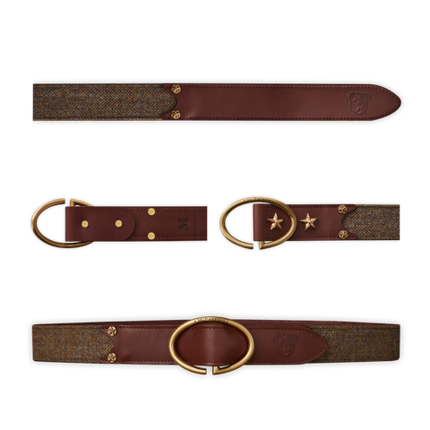 Rufus Elliptic Brown Scottish Wool Herringbone Leather Belt