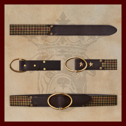 Rufus Elliptic Brown Scottish Wool Check Leather Belt