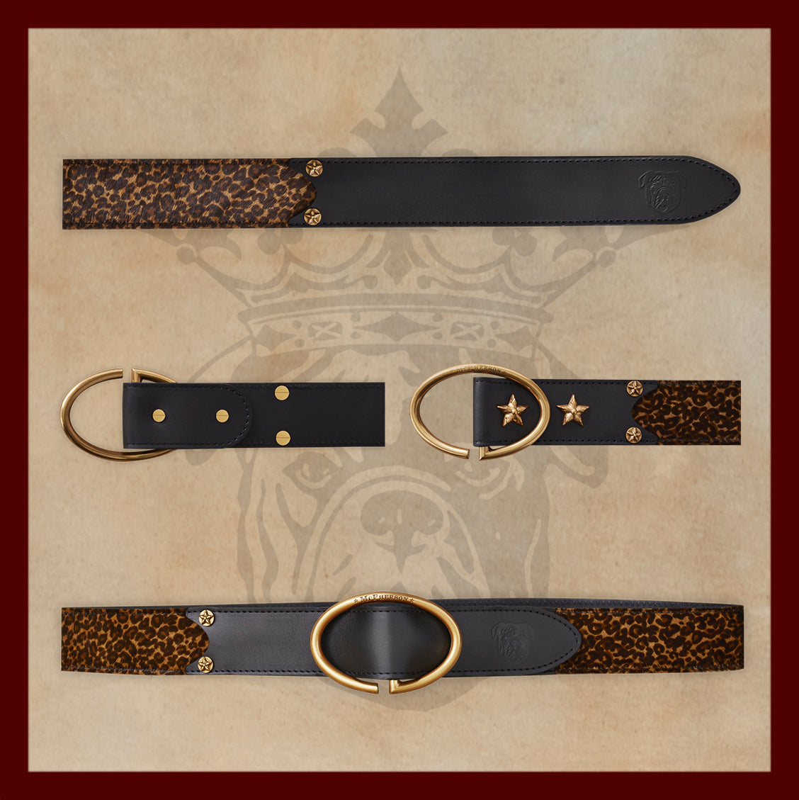 Rufus Elliptic Dark Leopard Leather Belt