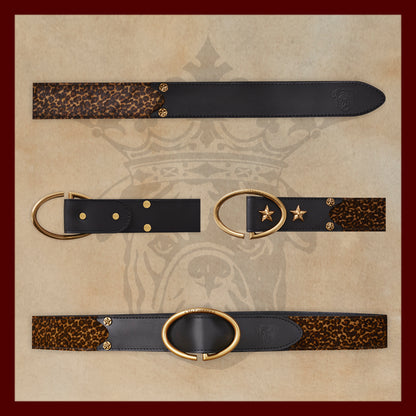 Rufus Elliptic Dark Leopard Leather Belt