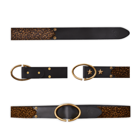 Rufus Elliptic Dark Leopard Leather Belt