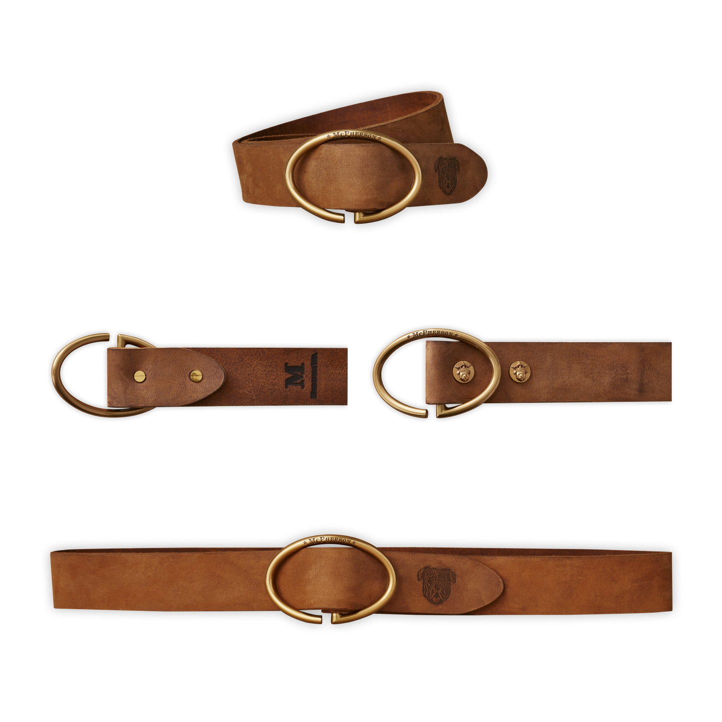 Rufus Elliptic Belt Distressed Nubuck Cowhide-Chestnut