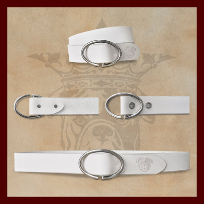 Rufus Elliptic White Leather Belt
