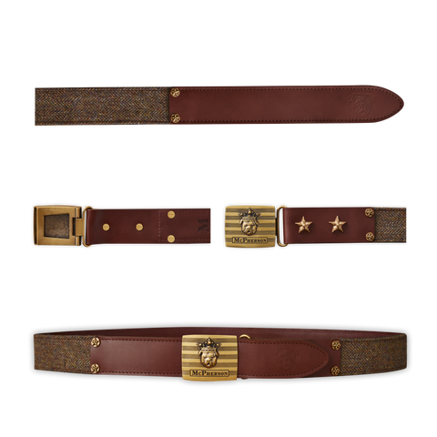 Tug's Brown Wool Herringbone Leather Engineer Belt