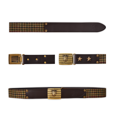 Tug's Brown Wool Check Leather Engineer Belt